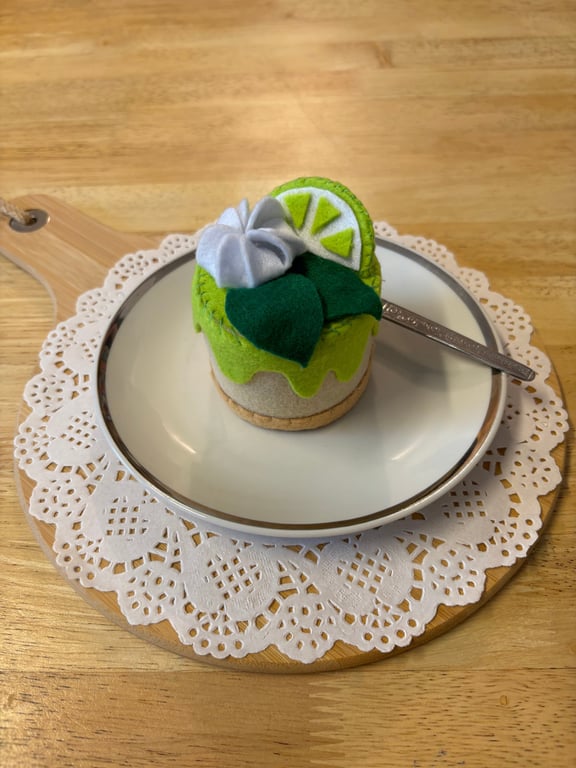 Handcrafted Lime & Cream Felt Cheesecake
