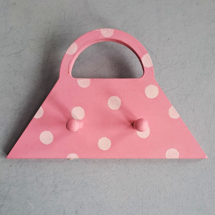 Polkadot Handbag Shaped Peg in Candy Pink