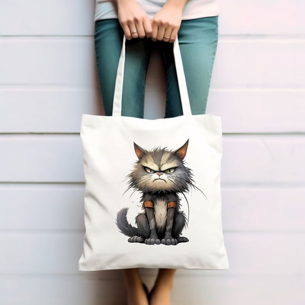 Cat Fun Cat Tote Cotton Shopping Bag. ( Number 4 )