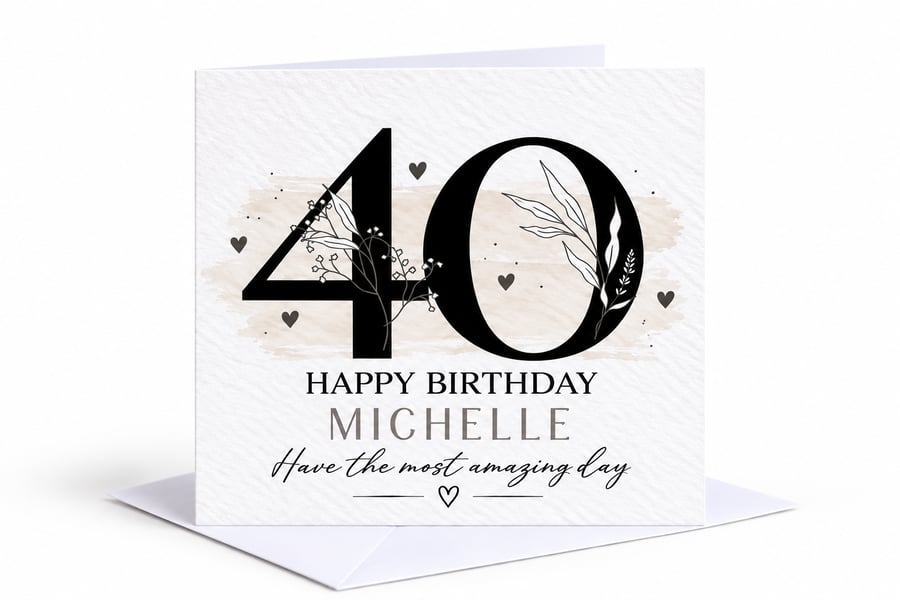 Personalised 40th Birthday Card For Her Daughter Sister Friend Mum Nanna Grandma