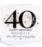 Personalised 40th Birthday Card For Her Daughter Sister Friend Mum Nanna Grandma
