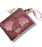 Dusty Pink Linen Lotus Flower Zip-Up Pouch
