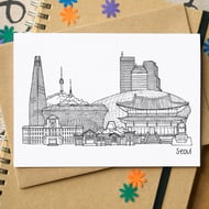 Seoul Skyline Greetings Card
