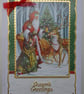 Christmas Card Season's Greetings Santa Rudolph Reindeer Sleigh Gifts 3D Luxury - Image 1
