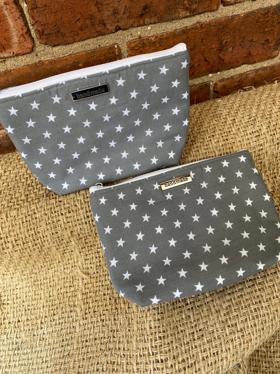 Grey Stars Zip Pouch
