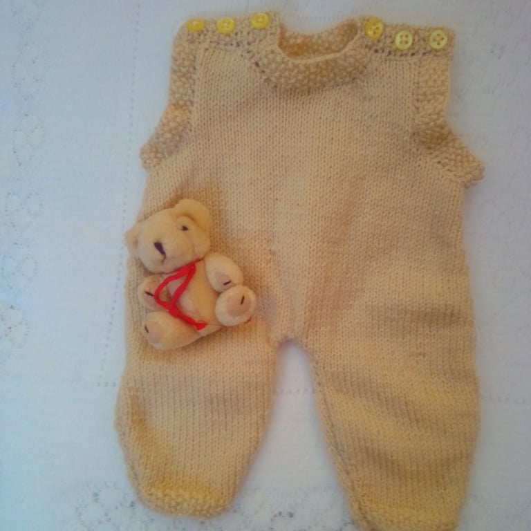 Baby's Hand Knitted All in One Romper, Custom Make, Prem Sizes Available