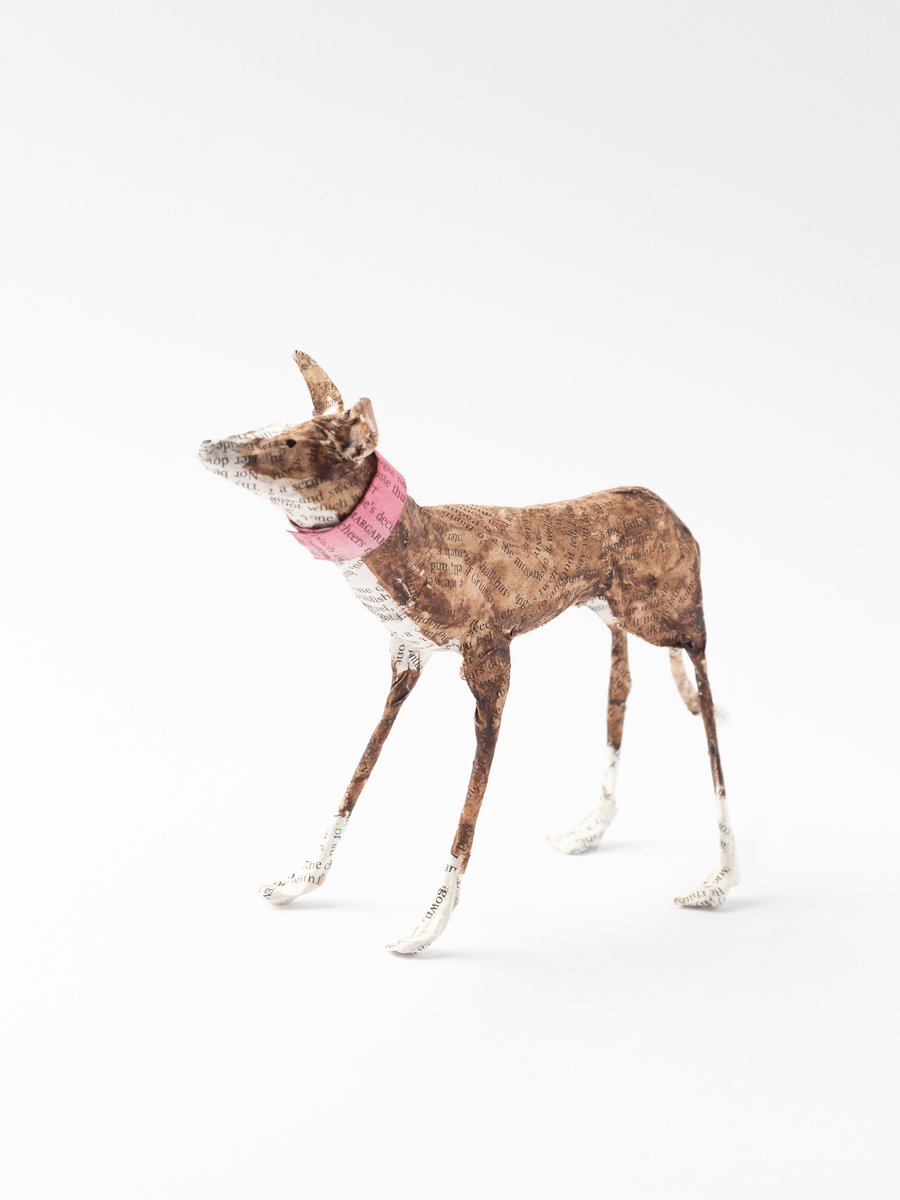 Cocoa Paper Mache Pointy Dog 