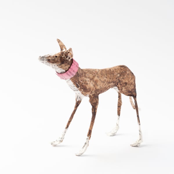 Cocoa Paper Mache Pointy Dog 