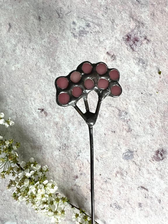 Dark pink leaded glass flower for eternal bouquet or summer table decoration