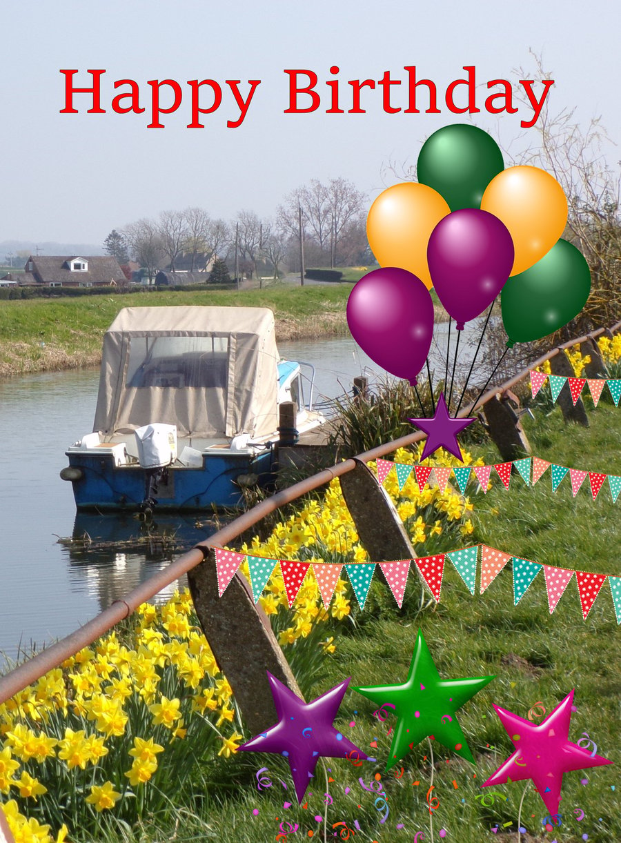 A5 Pleasure Boat Birthday Card 