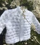 Baby cardigan white knit 0-3 months  - Image 2