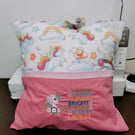 Unicorn book pillow, reading cushion with carry handle