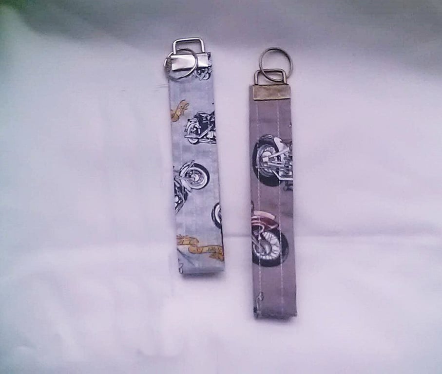Grey motorcycle keyfob motorbike keyring brown wrist strap keychains
