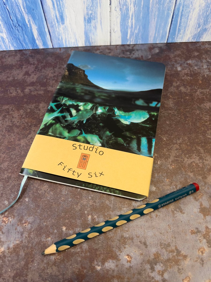 Notebook, Marine themed, A5 (ish), made from up-cycled and recycled materials.