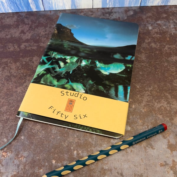 Notebook, Marine themed, A5 (ish), made from up-cycled and recycled materials.