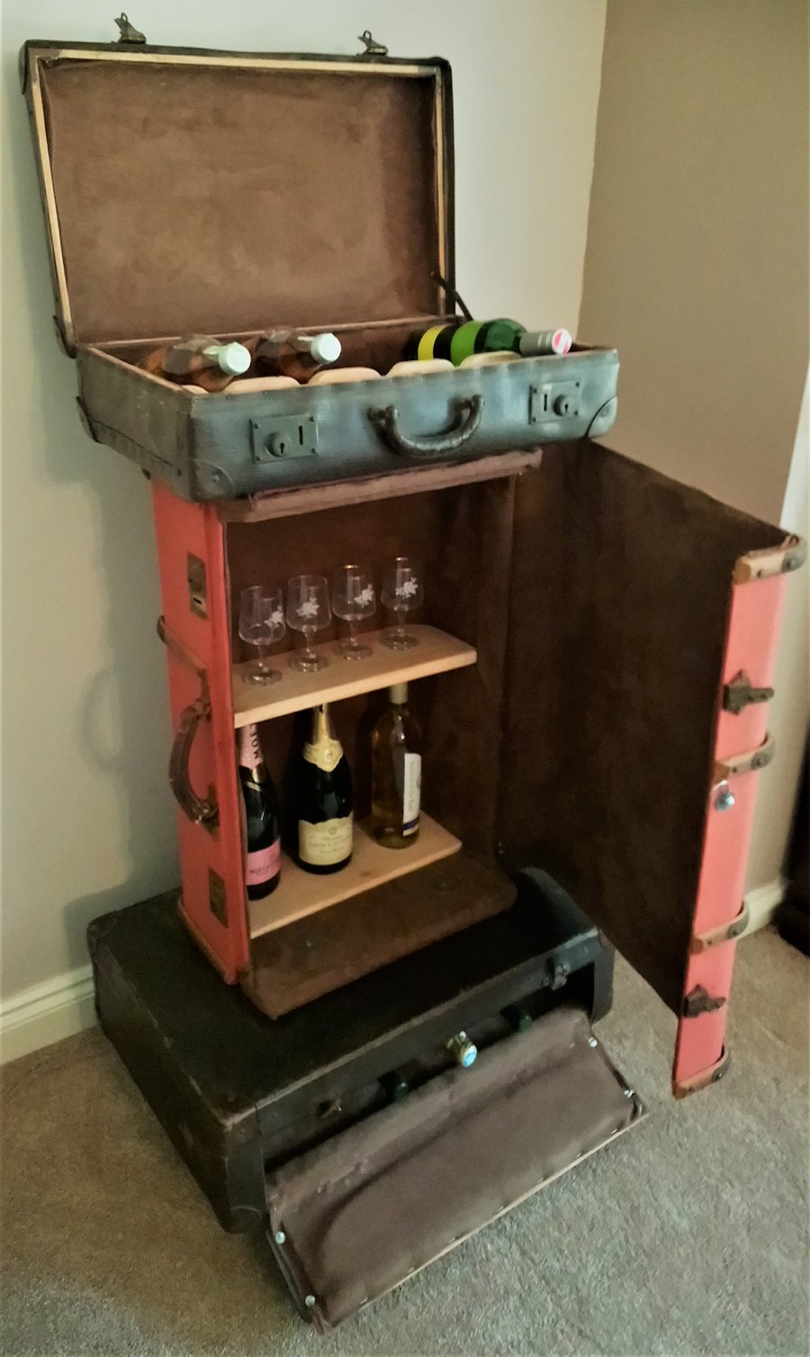 Vintage Suitcase Drinks Cabinet - Handmade furniture