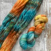 Hand dyed knitting yarn sock weight merino singles Copper Penny 100g