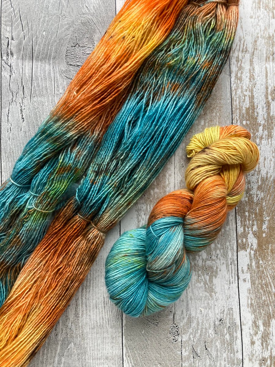Hand dyed knitting yarn sock weight merino singles Copper Penny 100g