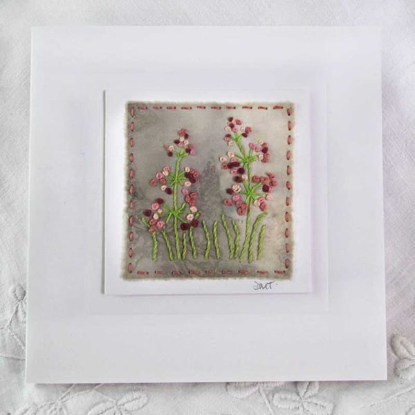 ECO PRINT HAND EMBROIDERED CARD FLOWERS