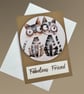 Happy Birthday or fabulous friend card, cute pair of cats on a drinks coaster 