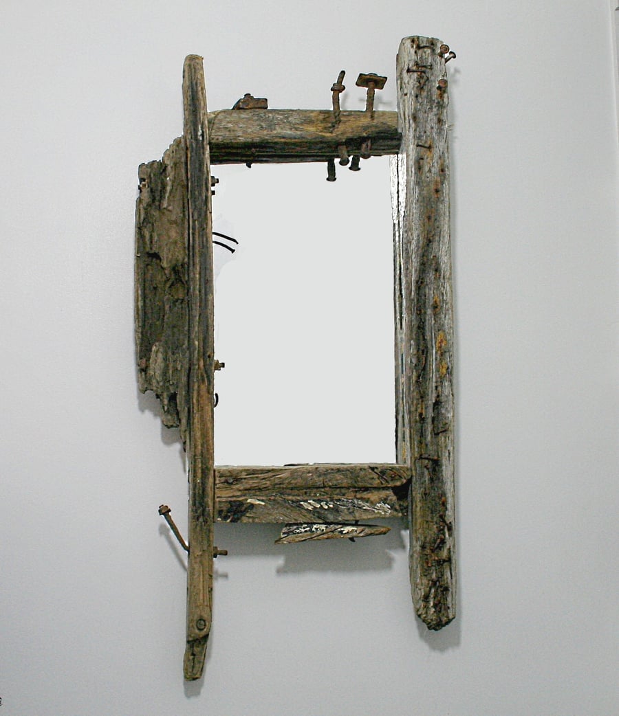 DRIFTWOOD MIRRORLARGESCULPTED CORNISH BOAT BITSB