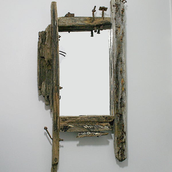 DRIFTWOOD MIRRORLARGESCULPTED CORNISH BOAT BITSB