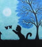 Cat Picture, Framed Black Cat Butterfly Art Print, Daughter Gift, Moon Tree  - Image 2