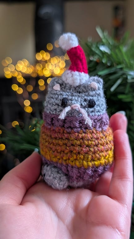 Grey Cat Christmas Tree Decoration, Cat Christmas Gift, Cat Hanging Decoration