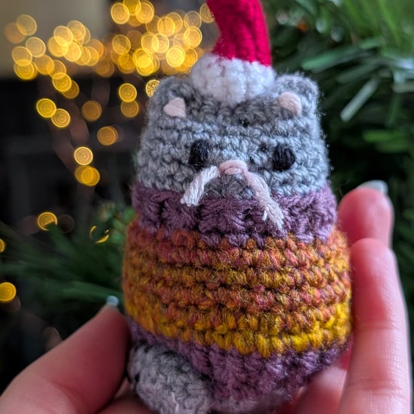 Grey Cat Christmas Tree Decoration, Cat Christmas Gift, Cat Hanging Decoration