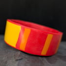 chunky polymer clay bangle, bold red and yellow-perfectly imperfect
