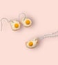Fried Eggs Jewellery Set, Kawaii Miniature Food Necklace & Earrings  - Image 1