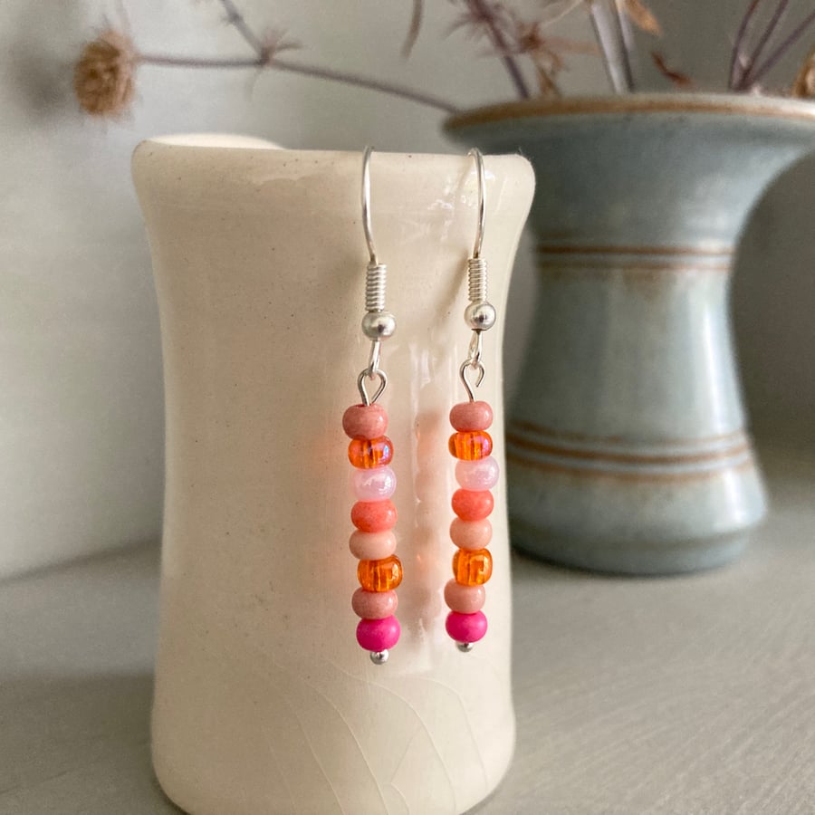 Coral hot sale bead earrings