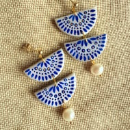 MARINA - Blue and White Pearl Statement Earrings
