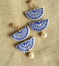 MARINA - Blue and White Pearl Statement Earrings