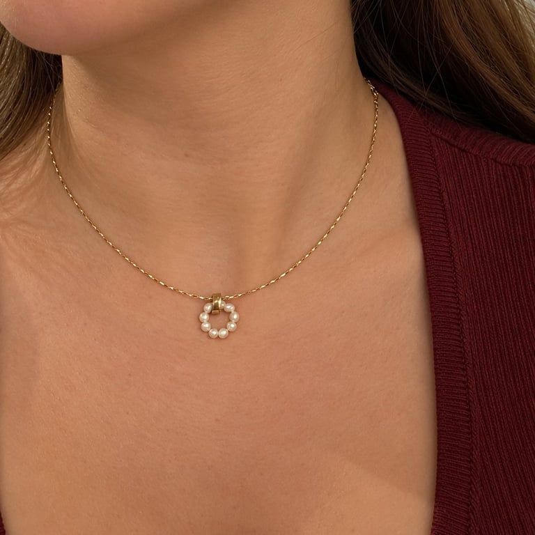 Ring of Pearls Pendant Necklace