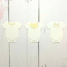 Die cut baby vests for card making, baby shower invitations, white, pack of 3