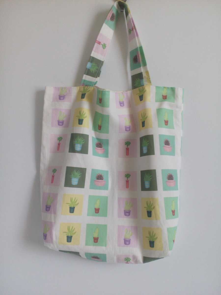Tote bag, Fabric shopping bag, cloth bag, cotton bag, tote, cactus design bag