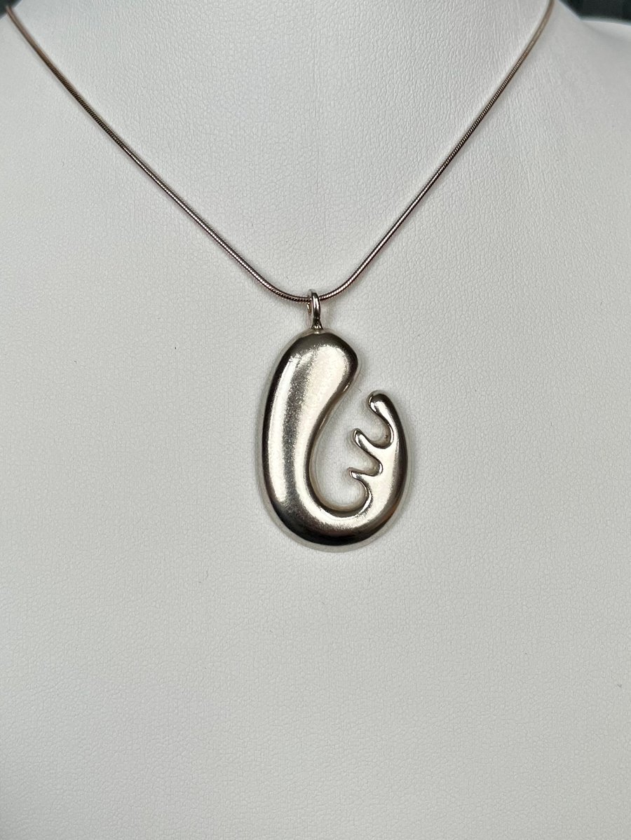 Sterling Silver Chunky Biomorphic Pendant Necklace