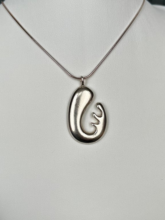 Sterling Silver Chunky Biomorphic Pendant Necklace