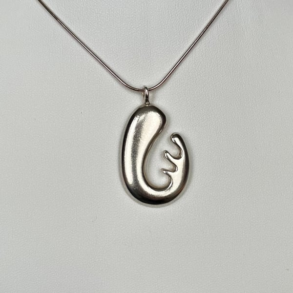 Sterling Silver Chunky Biomorphic Pendant Necklace