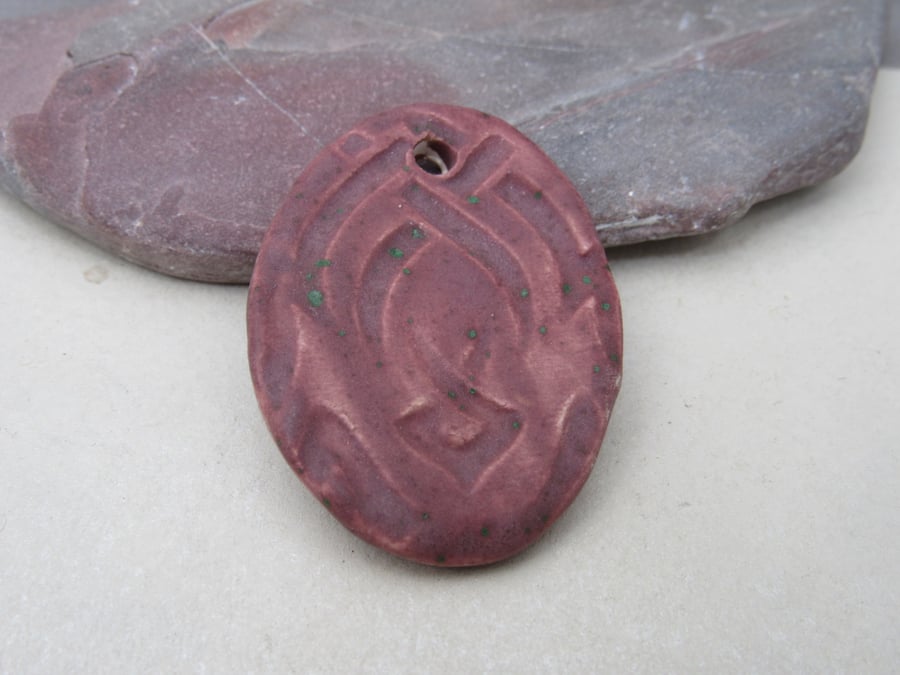 Large Damson Purple Knotwork Ceramic Pendant