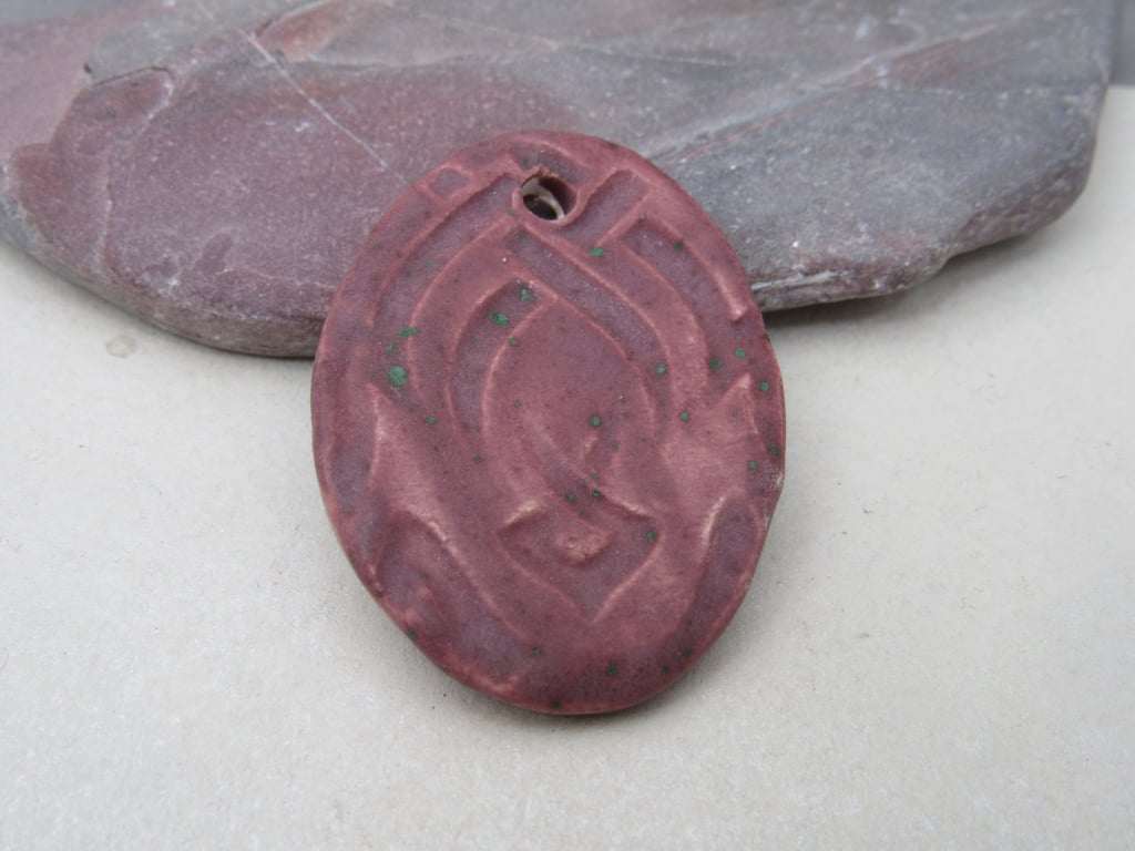 Large Damson Purple Knotwork Ceramic Pendant