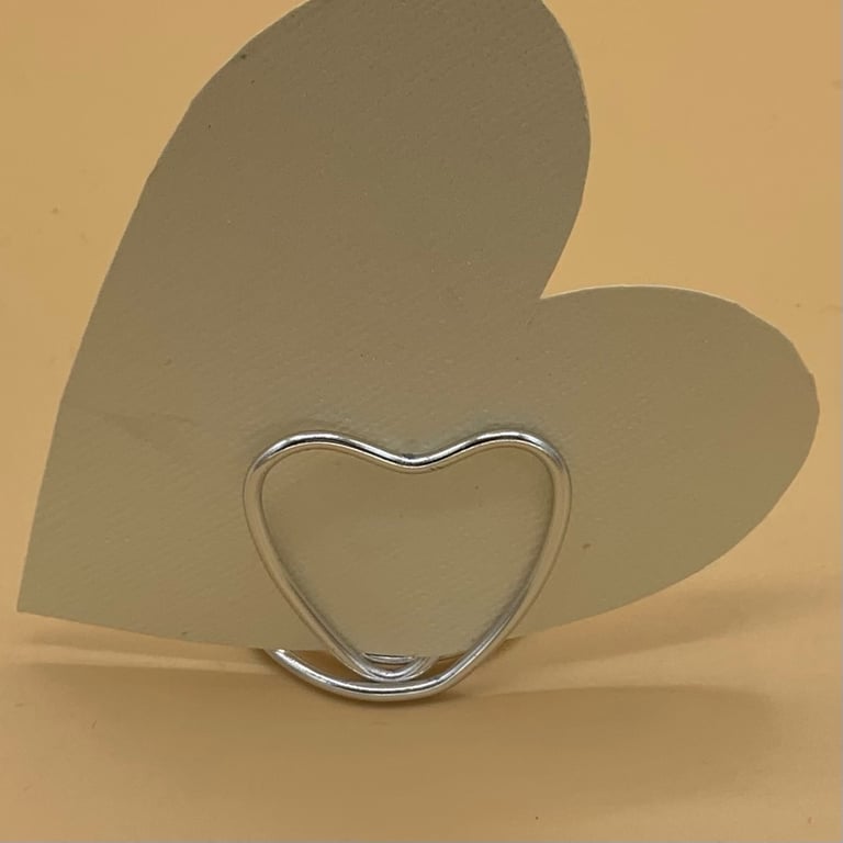Small wire heart style card holders for place cards, photos or table numbers  