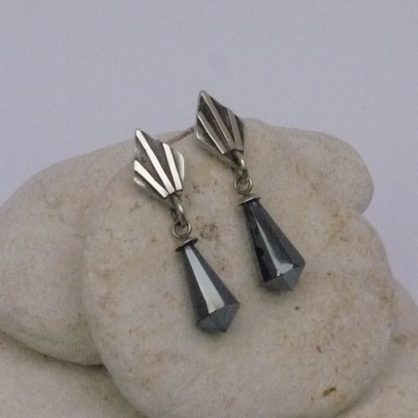 Hematite Drop Stud Earrings