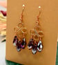 Copper Rose Gold Chandelier Earrings, Faceted Suncatcher Glass Beads - Image 3