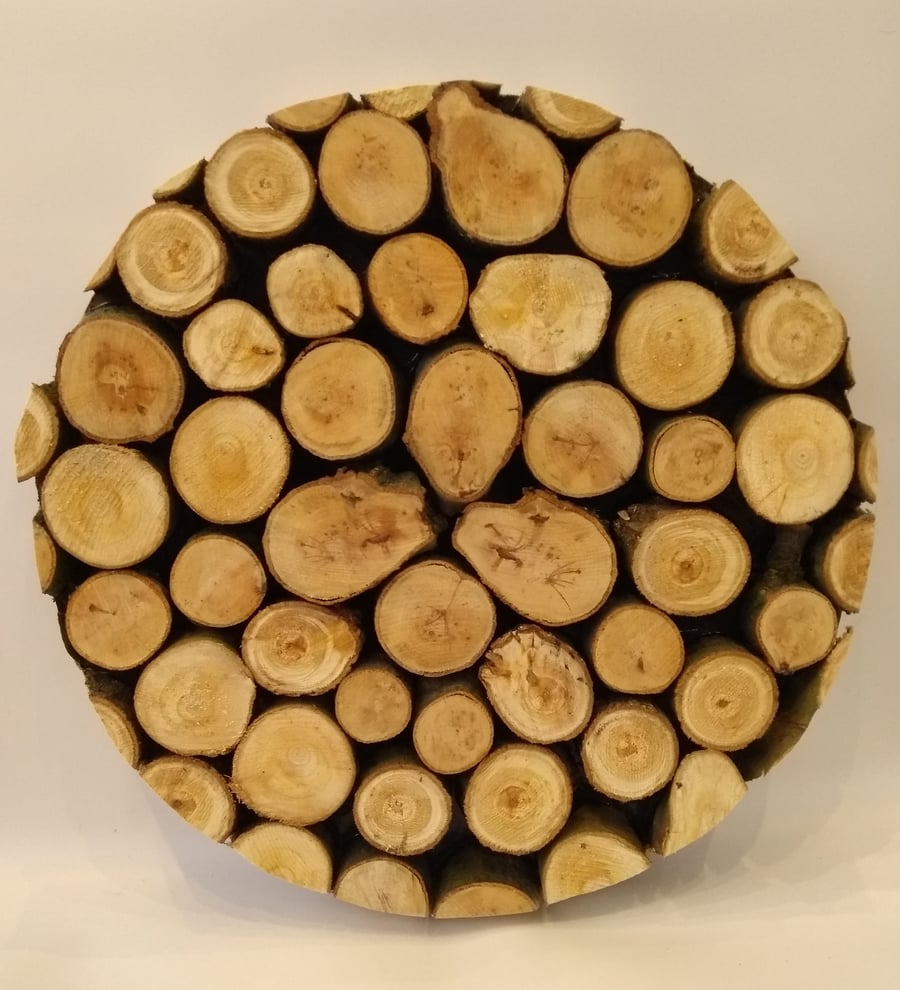 Circular Beech Slice Art - 40cm diameter - frameless
