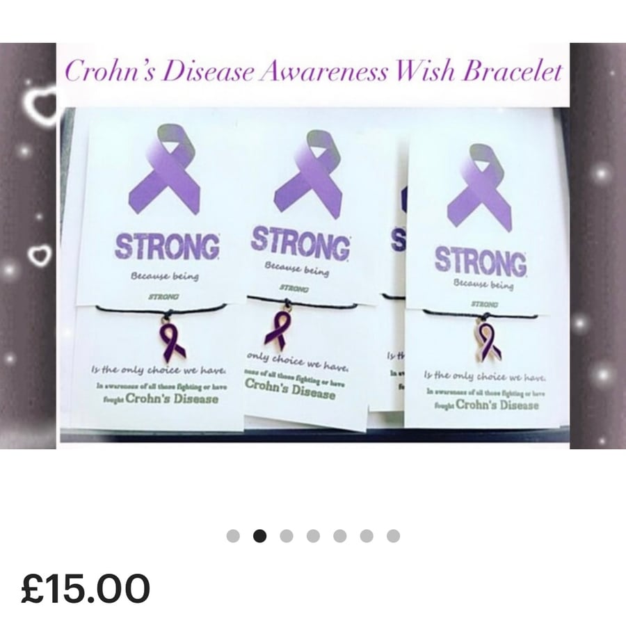 Crohns disease awareness purple ribbon charm bracelet in awareness and support 