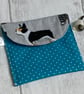 Dog treat bag with small carabiner clip. Turquoise spots - Image 1