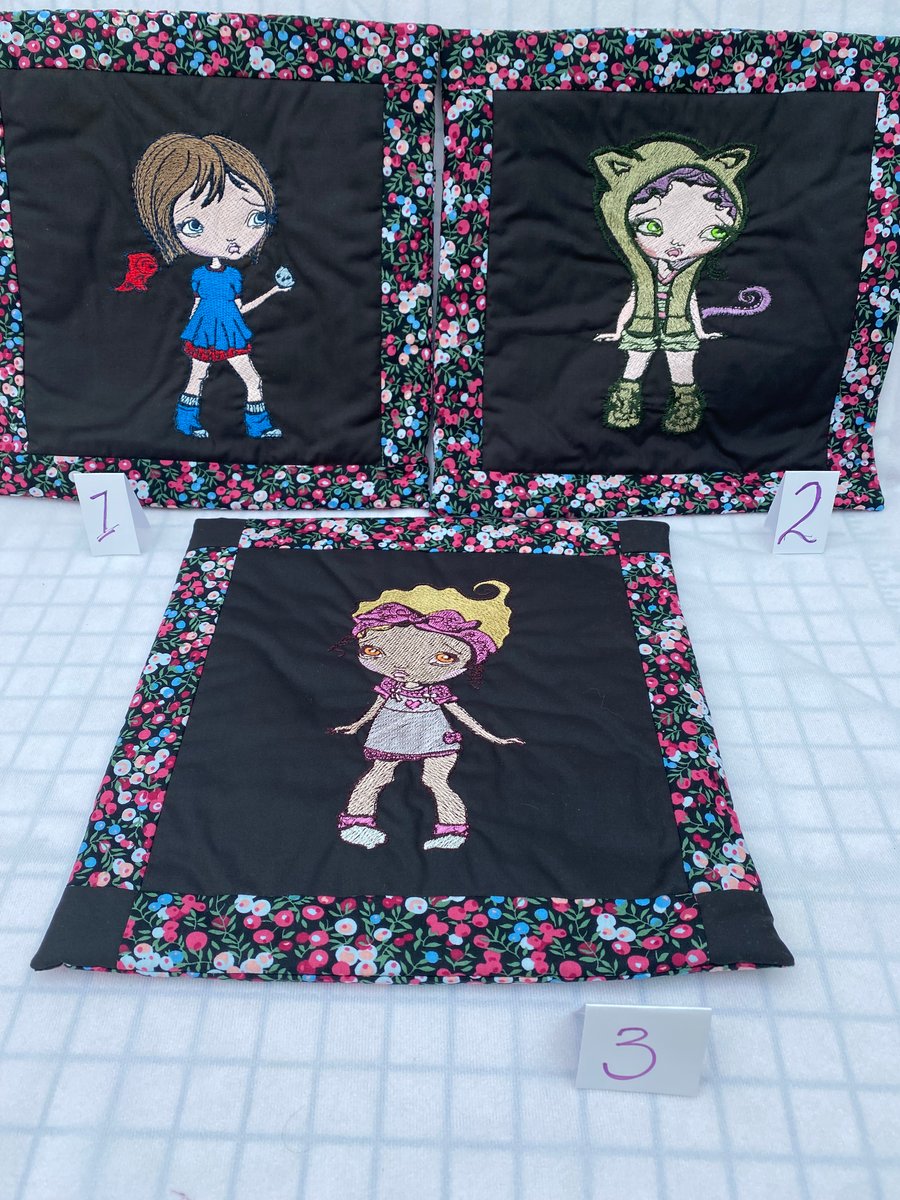 Cushion cover for Teenage Girl. Embroidered Melancholy Girl Design. New Look