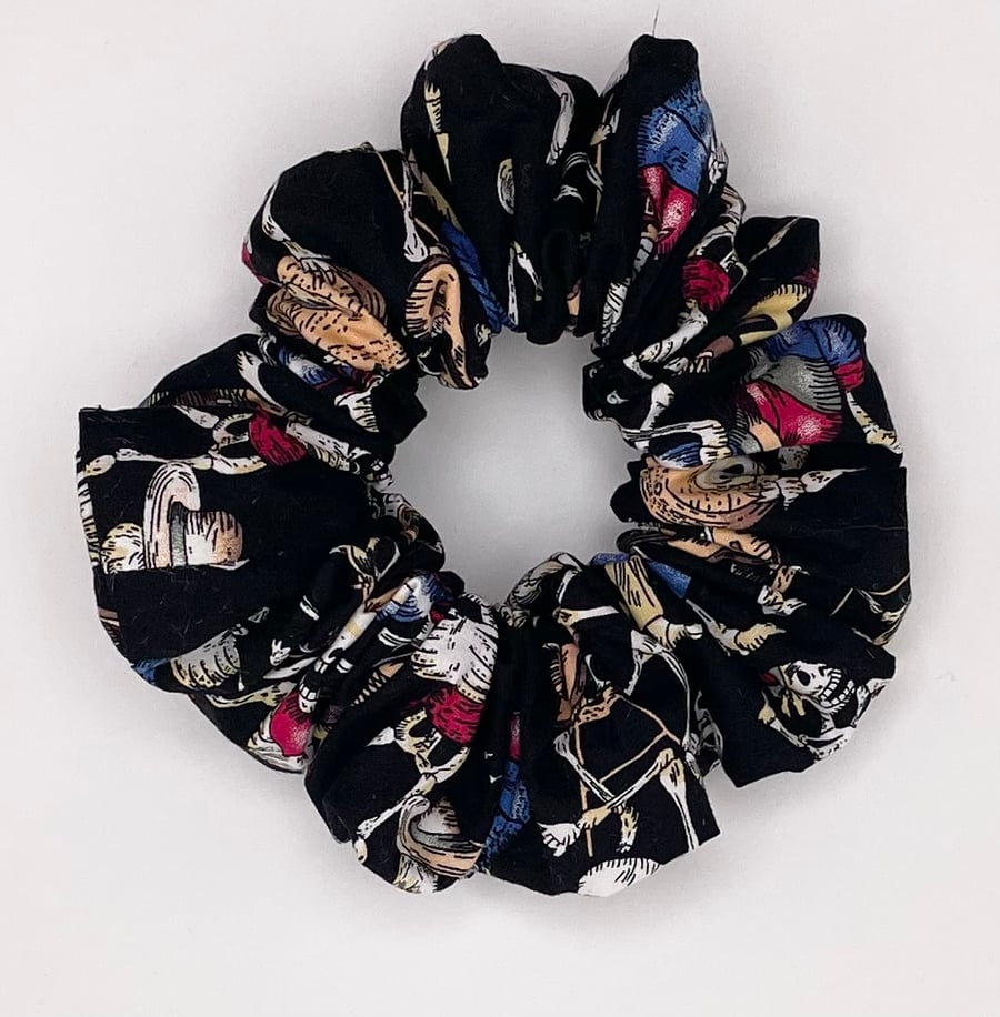 Hand made Eco Scrunchie - Skeleton Pirate